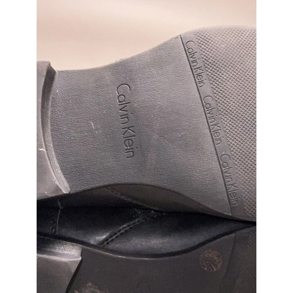 Men’s Calvin Klein Leather Boots Black Beck Zip Up 9.5 M